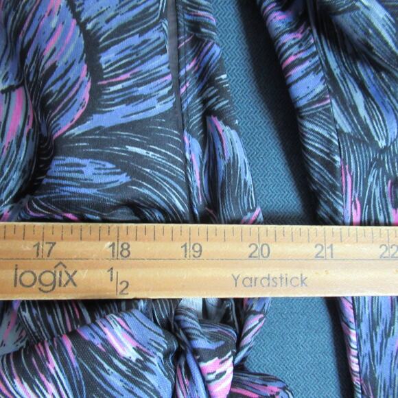 Vintage MCS Ltd Dress Size XL Gray Purple Secretary Geek Pleated Modest 80s Maxi - Picture 6 of 10